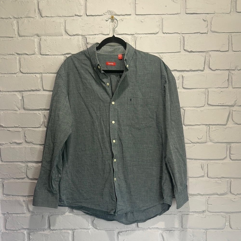 NWOT Izod Men's Charcoal Button-Down Shirt size L